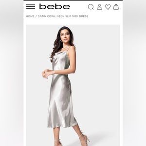 bebe cowl neck slip dress